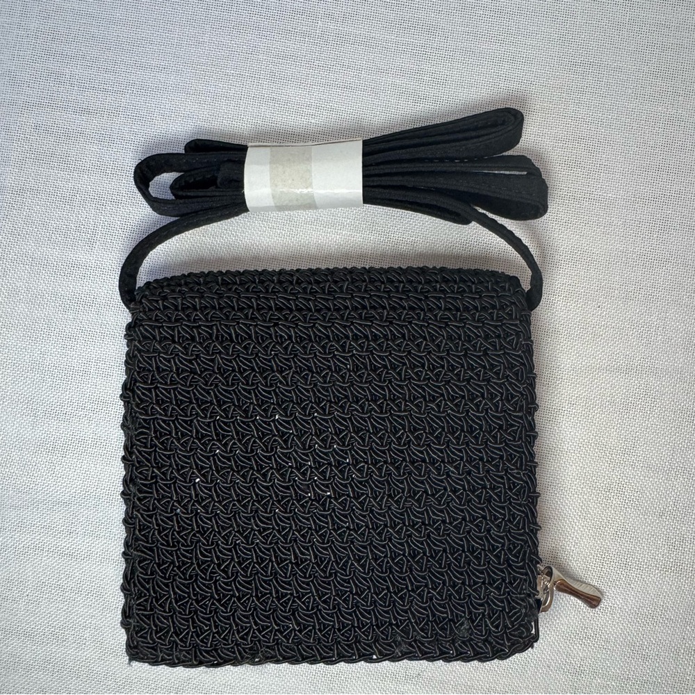 Elegant Black Woven Bag/Wallet crochet summery crossbody 0034